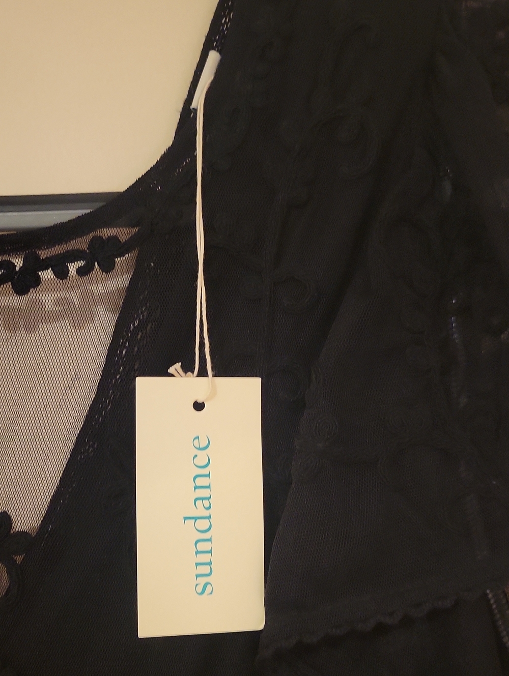 #84 Sundance Black Sheer Lace (Lined) Maxi Dress with V-Neck and Cap Sleeves - Picture 3 of 4